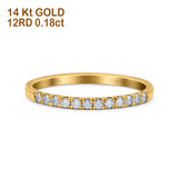 14K Yellow Gold 0.18ct Round 2mm G SI Stackable Eternity Diamond Engagement Wedding Band Ring Size 6.5