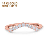 14K Rose Gold 0.31ct Round Midi Curved Art Deco 4.5mm G SI Half Eternity Diamond Band Engagement Wedding Ring Size 6.5