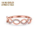 14K Rose Gold 0.14ct Round 5mm G SI Half Eternity Diamond Bands Engagement Wedding Ring Size 6.5