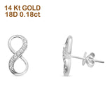 Solid 14K White Gold 8mm Infinity Round Diamond Stud Earrings Wholesale