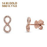 14kt Solid Rose Gold Infinity Sign Stud Diamond Earrings Wholesale