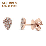 14kt Solid Rose Gold 6mm Pear Shape Round Diamond Stud Earrings Wholesale