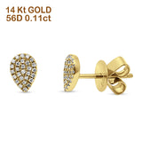 14kt Solid Yellow Gold 6mm Pear Shape Round Diamond Stud Earrings Wholesale