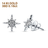 14k Solid White Gold Diamond Tiny Starburst Earring Wholesale