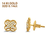 Diamond Butterfly Earrings Beaded 14K Yellow Gold 0.14ct Wholesale