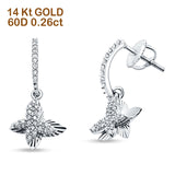 14k Solid White Gold Drop Dangle Studs Diamond Earrings Wholesale