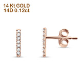 14kt Solid Rose Gold Diamond Line Modern Tracy Stud Earrings Wholesale