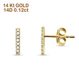 14kt Solid Gold Yellow Diamond Line Modern Tracy Stud Earrings Wholesale