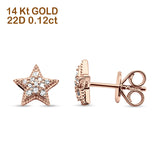 14kt Solid Rose Gold Star Stud Diamond Earrings Wholesale