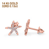 14K Rose Gold .13ct Diamond Star Earrings
