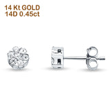 Solid 14K White Gold 6mm Round Cluster Diamond Stud Earrings Wholesale