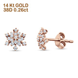 Solid 14K Rose Gold 8mm Snowflake Diamond Stud Earrings Wholesale
