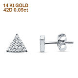 Solid 14K White Gold 5.5mm Triangle Round Diamond Stud Earrings Push Back Wholesale