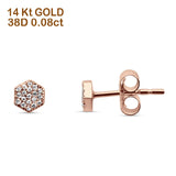 Diamond Stud Earrings Minimalist Hexagon 14K Rose Gold 0.08ct Wholesale