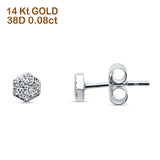 Diamond Stud Earrings Minimalist Hexagon 14K White Gold 0.08ct Wholesale