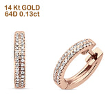 Diamond Huggie Hoop Earrings Trendy 14K Rose Gold 0.13ct Wholesale
