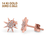 14K Rose Gold .06ct Trendy Starburst Diamond Stud Earrings