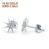 14K White Gold .06ct Trendy Starburst Diamond Stud Earrings