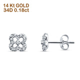 Diamond Stud Earrings Trendy Clover Shaped 14K White Gold 0.18ct Wholesale