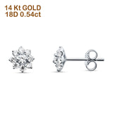 Diamond Flower Stud Earrings 14K White Gold 0.54ct Wholesale