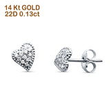 Asymmetrical Heart Diamond Stud Earring 14K White Gold 0.13ct Wholesale