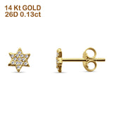 Minimalist Star Diamond Stud Earring 14K Yellow Gold 0.13ct Wholesale