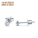 14K White Gold 0.09ct Round Diamond Bezel Solitaire Stud Earrings