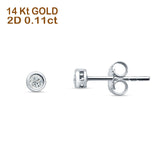 Solitaire Round Bezel Diamond Stud Earring 14K White Gold 0.11ct Wholesale