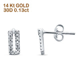 Diamond Stud Earring Trendy Rectangle Shape 14K White Gold 0.13ct Wholesale
