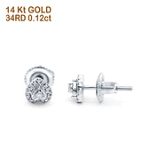 14K White Gold .12ct Heart Shaped Diamond Stud Earrings