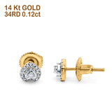 14K Yellow Gold .12ct Heart Shaped Diamond Stud Earrings