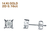 Diamond Square Shaped Stud Earring Solitaire 14K White Gold 0.16ct Wholesale