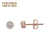 Cluster Flower Diamond Stud Earring 14K Rose Gold 0.15ct Wholesale