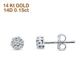 Cluster Flower Diamond Stud Earring 14K White Gold 0.15ct Wholesale