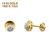 Diamond Stud Earrings Round Cluster 14K Yellow Gold 0.13ct Wholesale