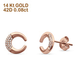 Diamond Crescent Moon Earrings 14K Rose Gold 0.08ct Wholesale