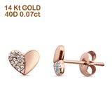 Diamond Heart Stud Earrings-rose gold 
