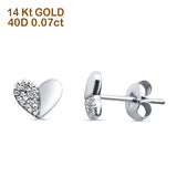 Diamond Heart Stud Earrings -White Gold