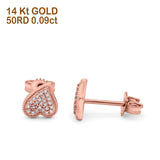 14K Rose Gold .09ct Pave Heart Modern Diamond Earrings