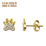 Diamond Paw Print Stud Earrings - yellow gold