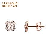 Diamond Clover Stud Earrings 14K Rose Gold 0.17ct Wholesale