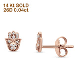 Hamsa Hand Diamond Stud Earrings 14K Rose Gold 0.04ct Wholesale