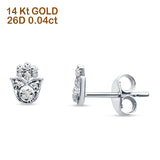 Hamsa Hand Diamond Stud Earrings 14K White Gold 0.04ct Wholesale