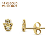 Hamsa Hand Diamond Stud Earrings 14K Yellow Gold 0.04ct Wholesale