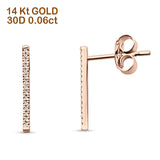 Diamond Stud Earrings Line Modern Bar 14K Rose Gold 0.06ct Wholesale