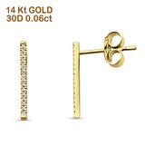 Diamond Stud Earrings Line Modern Bar 14K Yellow Gold 0.06ct Wholesale