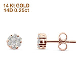 Diamond Flower Stud Earrings Round 14K Rose Gold 0.25ct Wholesale