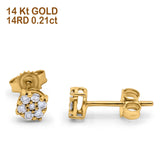 14K Yellow Gold .21ct G SI Diamond Flower Stud Earrings