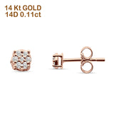 Diamond Flower Stud Earrings Minimalist 14K Rose Gold 0.11ct Wholesale