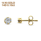 Solid 14K Yellow Gold 3.4mm Round Diamond Stud Earrings Push Back Lovely Earring Wholesale